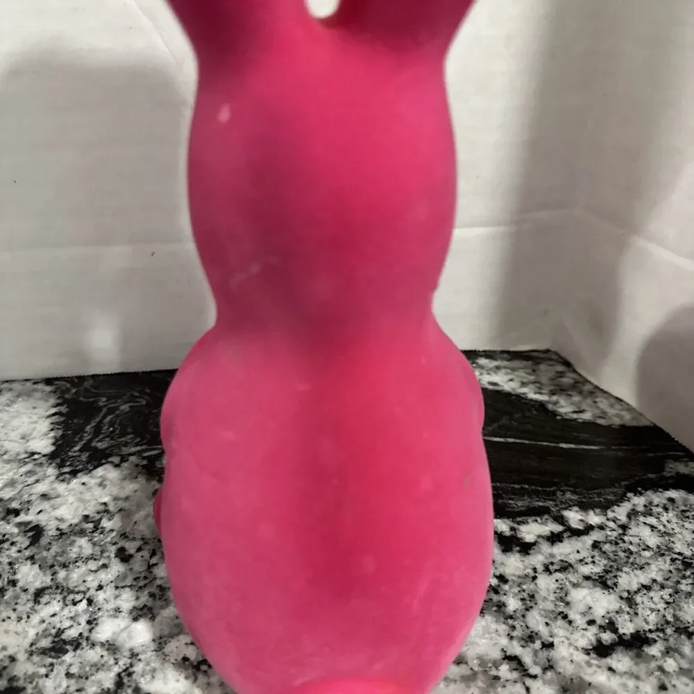 Bath & Body Works Bunny Rabbit Flocked Pink 3 Wick Candle Holder